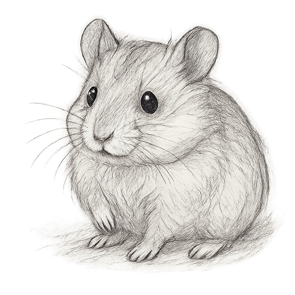 AI generated sketch of a hamster
